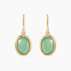 Boucles D'oreilles Pendantes Veina Plaqué Or Jaune Aventurine