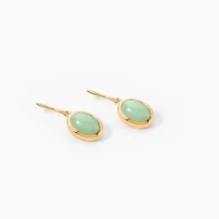 Boucles D'oreilles Pendantes Veina Plaqué Or Jaune Aventurine
