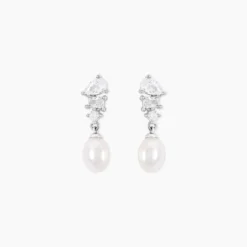 Boucles D'Oreilles Pendantes Elea Argent Blanc Perle De Culture Oxyde De Zirconium