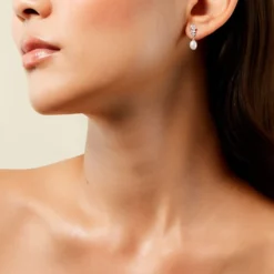 Boucles D'Oreilles Pendantes Elea Argent Blanc Perle De Culture Oxyde De Zirconium