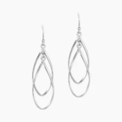 Boucles D'oreilles Pendantes Twisty Argent Blanc