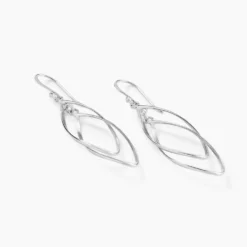 Boucles D'oreilles Pendantes Twisty Argent Blanc