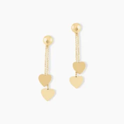 Boucles D'oreilles Pendantes Ervins Pendantes Coeurs Or Jaune