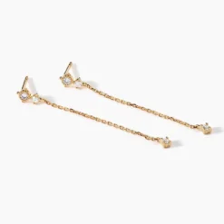Boucles D'oreilles Pendantes éclat Perlé Plaqué Or Oxyde De Zirconium