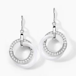 Boucles D'oreilles Pendantes Grizzel Argent Blanc Oxyde De Zirconium