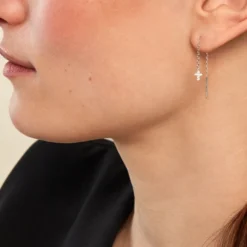 Boucles D'oreilles Pendantes Siem Argent Blanc Oxyde De Zirconium