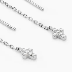 Boucles D'oreilles Pendantes Siem Argent Blanc Oxyde De Zirconium