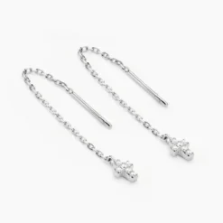 Boucles D'oreilles Pendantes Siem Argent Blanc Oxyde De Zirconium