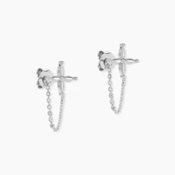 Boucles D'oreilles Pendantes Phula Argent Blanc