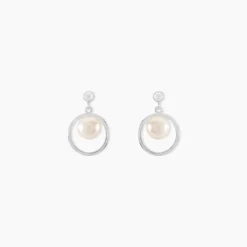 Boucles D'oreilles Pendantes Ivana Argent Blanc Perle De Culture