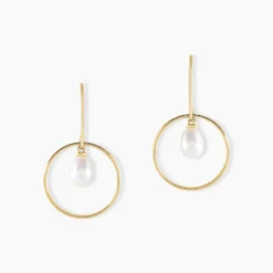 Boucles D'oreilles Pendantes Salvine Or Jaune Perle De Culture