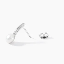 Boucles D'oreilles Pendantes Kathy Argent Perle De Culture Et Oxyde