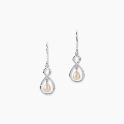 Boucles D'oreilles Pendantes Walae Argent Blanc Perle De Culture