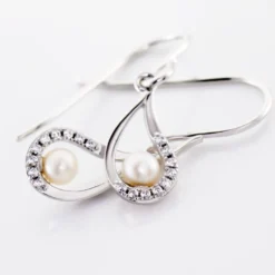 Boucles D'oreilles Pendantes Akiko Argent Perle De Culture Et Oxyde