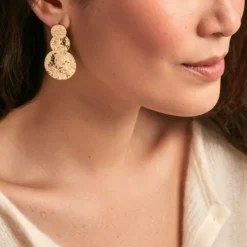 Boucles D'oreilles Pendantes Josephine Acier Doré