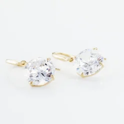 Boucles D'oreilles Pendantes Oxyde Rond Or Jaune Oxyde De Zirconium