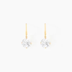 Boucles D'oreilles Pendantes Oxyde Rond Or Jaune Oxyde De Zirconium