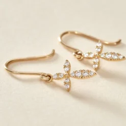 Boucles D'oreilles Pendantes Chastity Or Jaune Oxyde De Zirconium