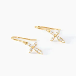 Boucles D'oreilles Pendantes Chastity Or Jaune Oxyde De Zirconium