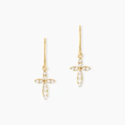 Boucles D'oreilles Pendantes Chastity Or Jaune Oxyde De Zirconium