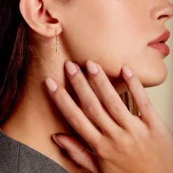 Boucles D'oreilles Pendantes Chastity Or Jaune Oxyde De Zirconium