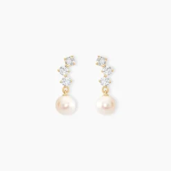 Boucles D'oreilles Pendantes Taiss Or Jaune Perle De Culture
