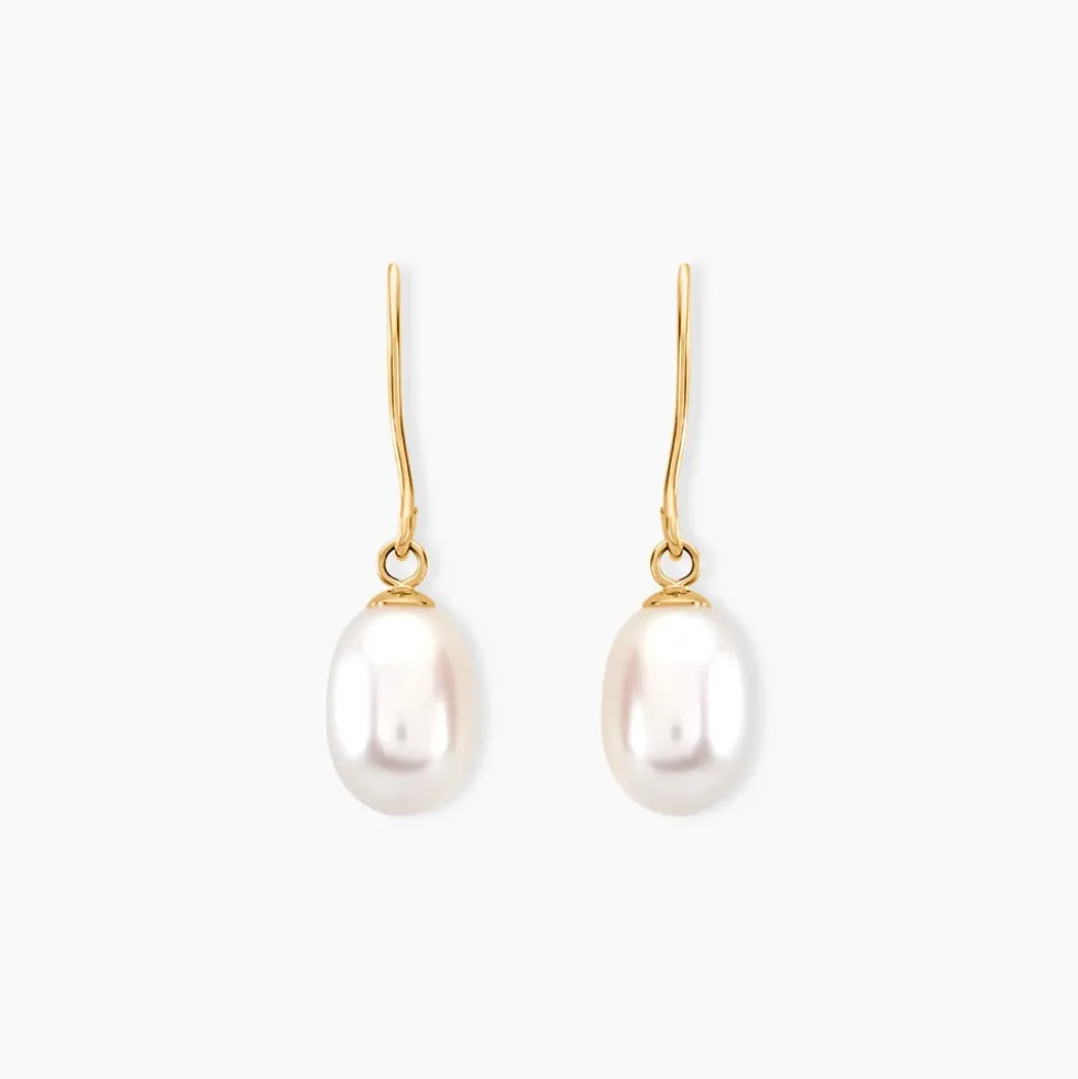 Boucles D'oreilles Pendantes Baroque Or Jaune Perle De Culture