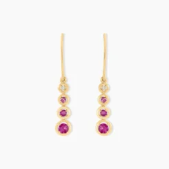 Boucles D'oreilles Pendantes Josephine Or Jaune Rubis