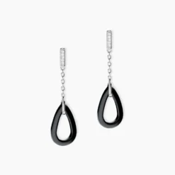 Boucles D'oreilles Pendantes Amaris Argent Blanc Céramique Et Oxyde