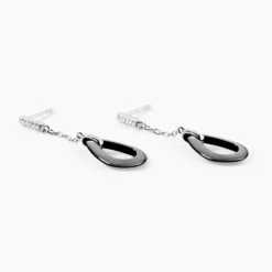 Boucles D'oreilles Pendantes Amaris Argent Blanc Céramique Et Oxyde