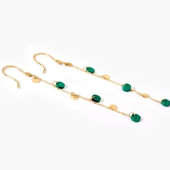Boucles D'Oreilles Pendantes Epurea Or Jaune Malachite