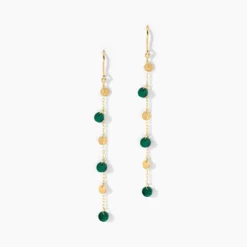 Boucles D'Oreilles Pendantes Epurea Or Jaune Malachite