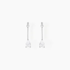 Boucles D'oreilles Pendantes Goutte Or Blanc Oxyde De Zirconium