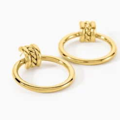 Boucles D'Oreilles Pendantes Cherish Acier Jaune