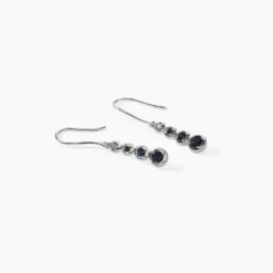 Boucles D'oreilles Pendantes Josephine Or Blanc Saphir Et Diamant