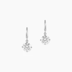 Boucles D'oreilles Pendantes Or Blanc Aedhan Oxydes