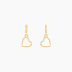 Boucles D'oreilles Pendantes Feryal Pendantes Coeurs Or Jaune