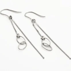 Boucles D'oreilles Pendantes Sybille Argent Blanc