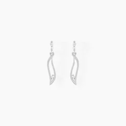 Boucles D'oreilles Pendantes Ysanna Or Blanc Oxyde De Zirconium