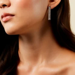 Boucles D'Oreilles Pendantes Serenna Argent Blanc Oxyde De Zirconium