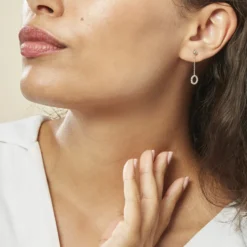Boucles D'oreilles Pendantes Peytone Argent Blanc