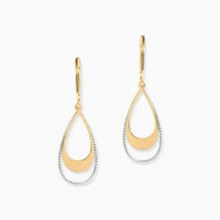 Boucles D'oreilles Pendantes Anila Gouttes Or Bicolore