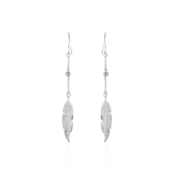 Boucles D'oreilles Pendantes Aliza Argent Blanc
