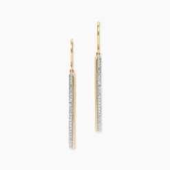 Boucles D'oreilles Pendantes Sahteene Or Jaune Diamant