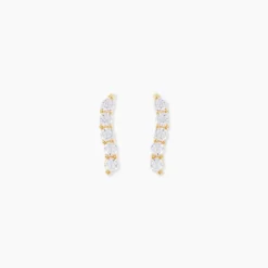 Boucles D'oreilles Pendantes Dahina Or Jaune Oxyde De Zirconium