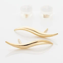 Boucles D'oreilles Pendantes Merone Vagues Or Jaune