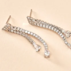 Boucles D'oreilles Pendantes Isalis Argent Blanc Oxyde De Zirconium