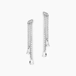 Boucles D'oreilles Pendantes Isalis Argent Blanc Oxyde De Zirconium