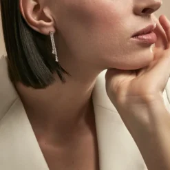 Boucles D'oreilles Pendantes Isalis Argent Blanc Oxyde De Zirconium