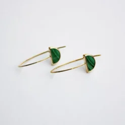 Boucles D'oreilles Pendantes Florica Or Jaune Malachite